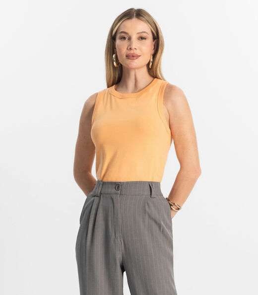 Image_Regata Básica Feminina em Cotton Leve Rovitex Laranja