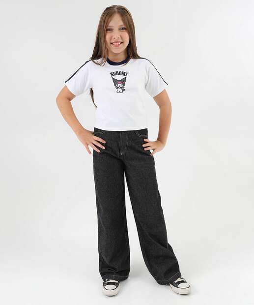 Image_Calça Juvenil Jeans Wide Leg Marisa Tam 10 a 16 Preto