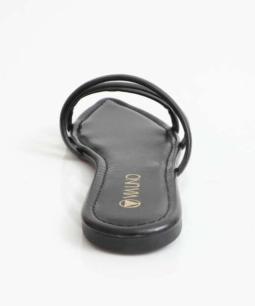 Rasteirinha Feminina Tiras Via Uno Preto