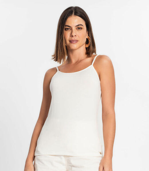Blusa de Alça Feminina Viscotorcion Básica Rovitex Bege