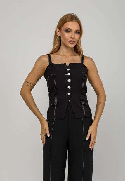 Image_Blusa De Alfaiataria De Alças Com Botões Preto Salvatore