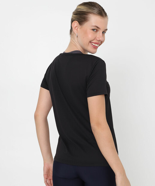 Blusa Feminina Fitness Básica Manga Curta Marisa Preto