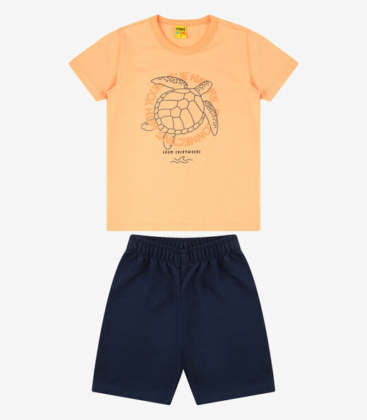 Conjunto Camiseta com Bermuda Menino Rovi Kids Laranja