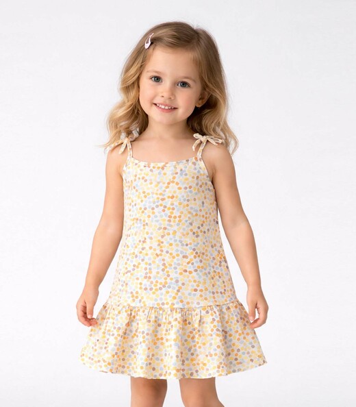 Vestido Infantil Alça Com Laço Nas Pontas Select Amarelo