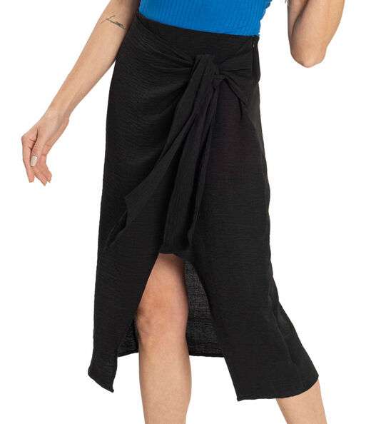 Saia Midi Feminina Com Nó Endless Preto