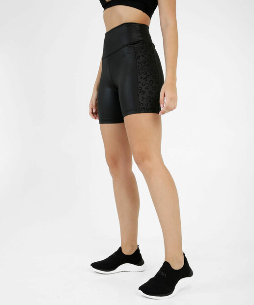 Short Feminino Fitness Cirrê Estampa Animal Print Sawary