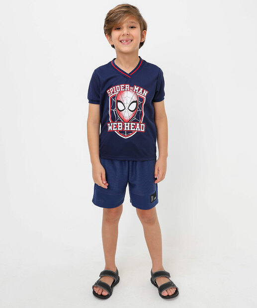 Camiseta Infantil Homem Aranha Marvel Tam 4 a 10 Azul