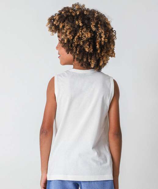 Regata Infantil Estampa Frontal Marisa Tam 4 a 10 Off White