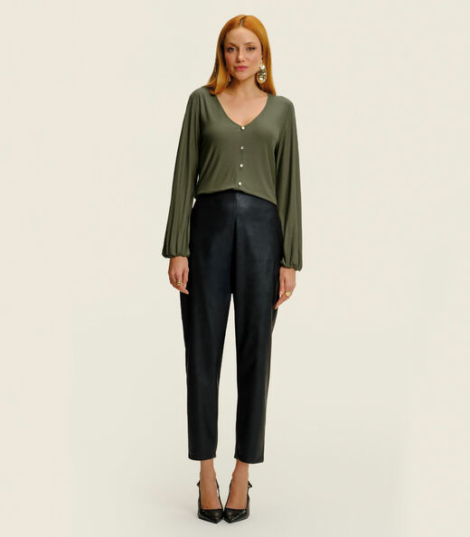 Blusa Feminina Manga Longa Bufante Viscose Endless Verde