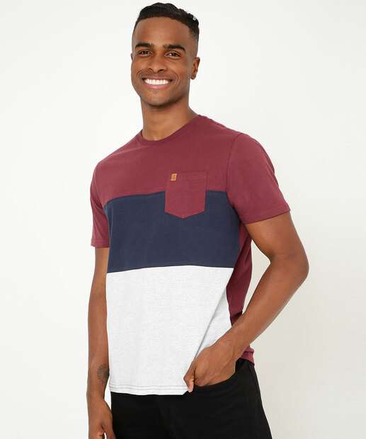 Camiseta Masculina Recorte Bolso Manga Curta MR