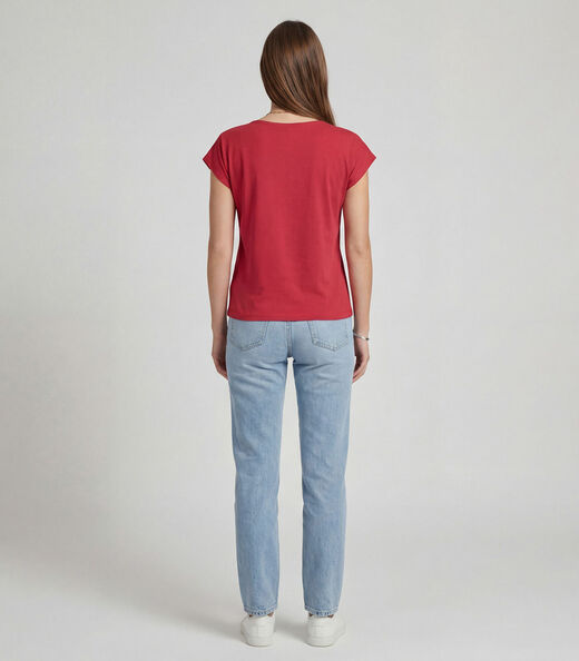 Blusa Feminina Manga Curta Estampada Infinita Cor Vermelho