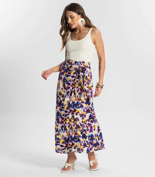 Saia Longa Estampada Endless Roxo
