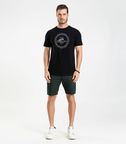 Camiseta Meia Malha Masculina Diametro Preto