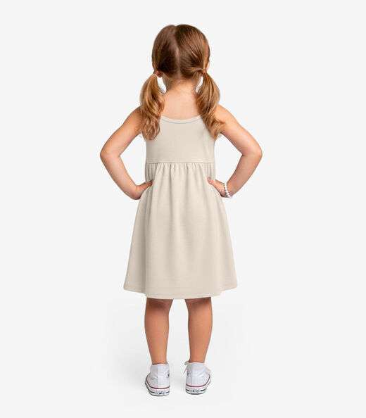 Vestido Feminino Infantil de Alças Select Bege