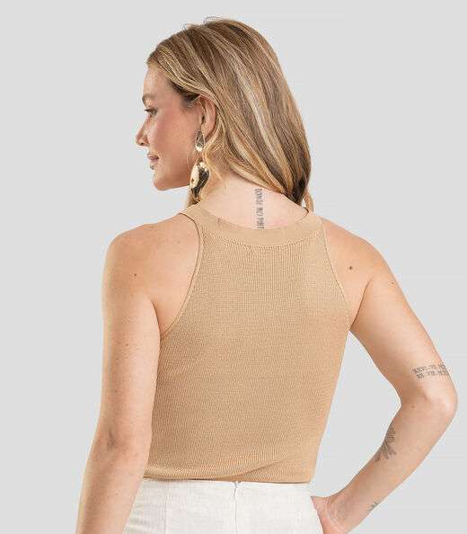 Regata Feminina Em Tricot De Fio Modal Dianna Marrom