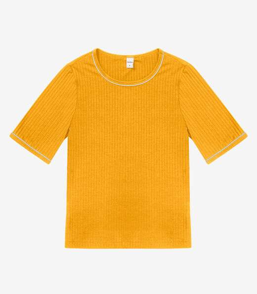 Blusa Feminina Ribana Canelada Amarelo