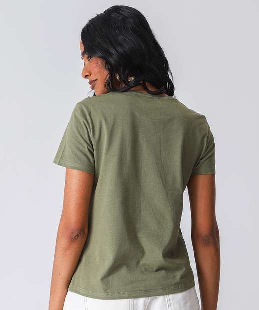 Blusa Feminina Minnie Manga Curta Verde