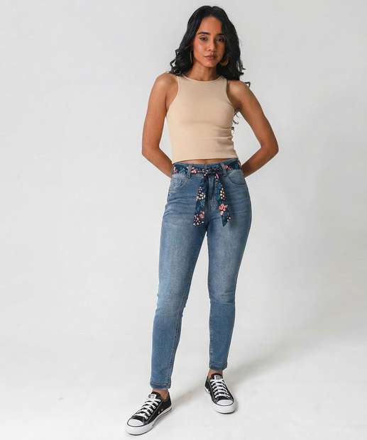 Image_Calça Jeans Skinny Feminina Marmorizada Azul