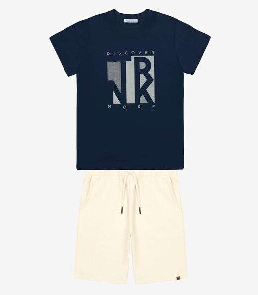 Conjunto Infantil Camiseta Com Bermuda Trick Nick Azul