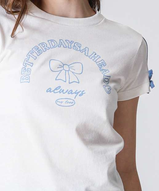 Blusa Juvenil Laço Manga Curta Marisa Tam 10 a 16 Off White