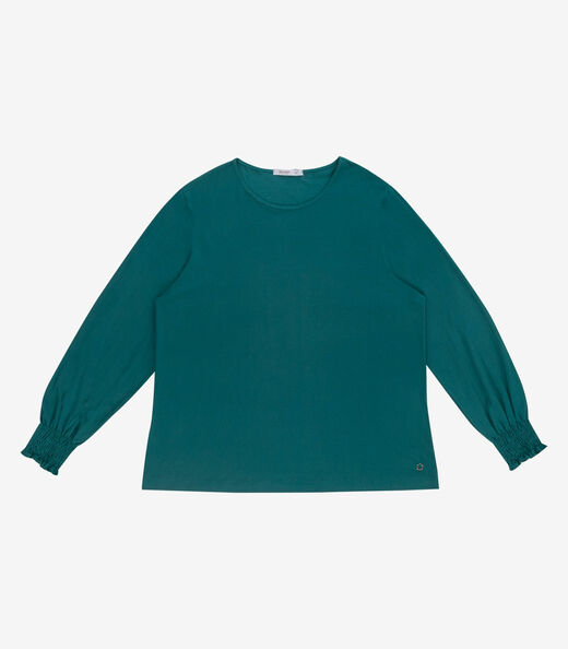 Blusa Manga Longa Lastex Plus Size Secret Glam Verde