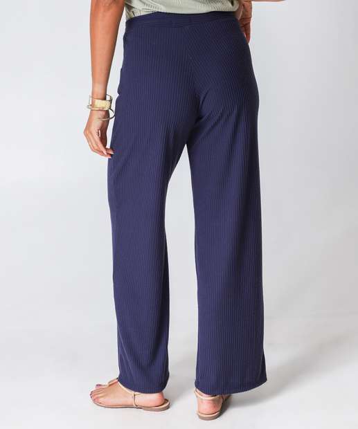 Calça Reta Feminina Canelada Marisa Azul