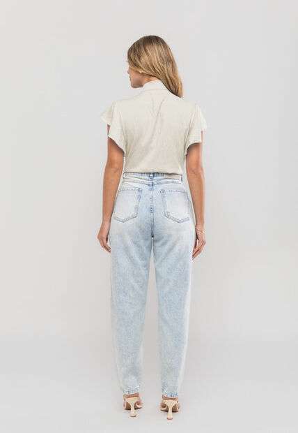 Blusa Feminina Com Laço na Gola e Manga Babado Marfim Salvatore