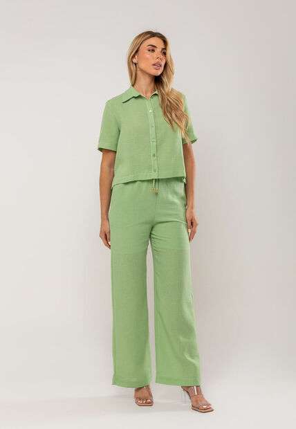 Conjunto Camisa Manga Curta e Calça Pantalona Verde Salvatore