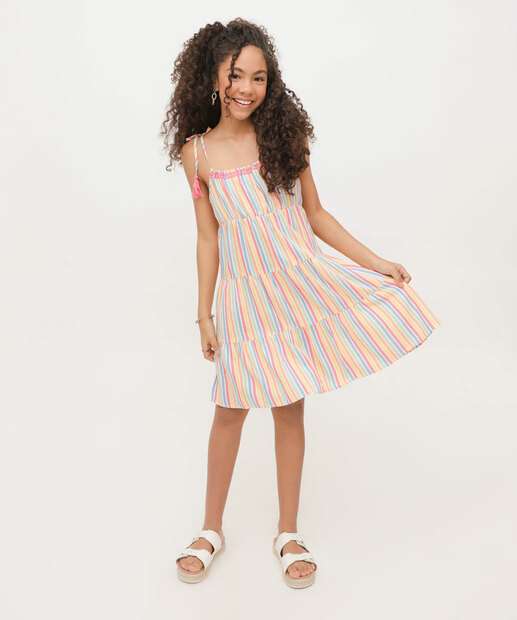 Image_Vestido Infantil Listrado Tam 10 a 16