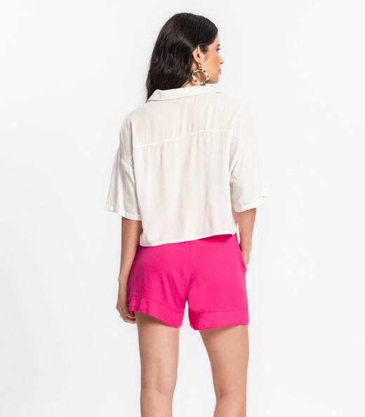 Shorts Feminino Em Viscose Creponada Endless Rosa