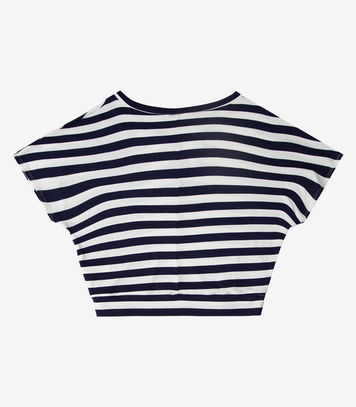 Blusa Feminina Em Ribana Decote V Infinita Cor Azul
