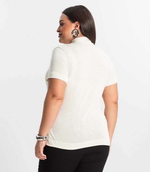 Blusa Gola Alta Feminina Plus Size Secret Glam Bege