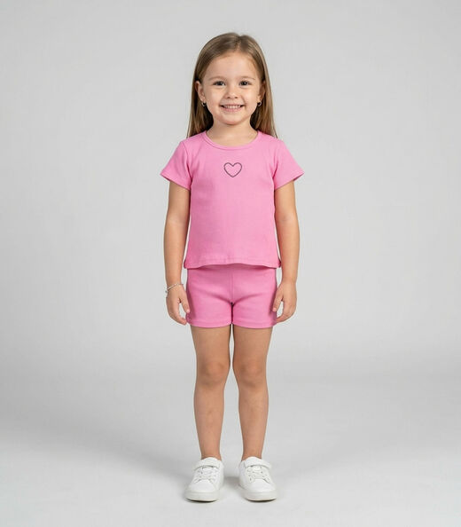 Conjunto Infantil Menina Blusa e Short Select Rosa
