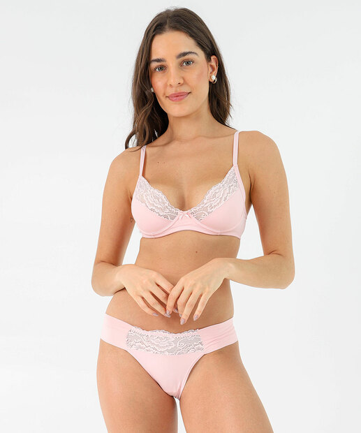Sutiã Com Base Sem Bojo Renda Marisa Rosa