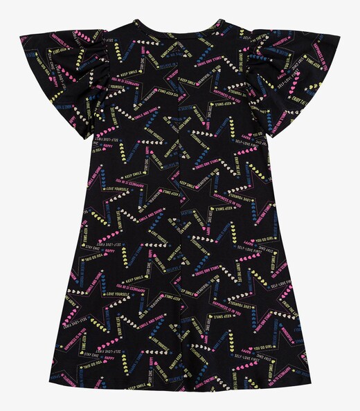 Vestido Infantil Feminino Estampado Select Preto