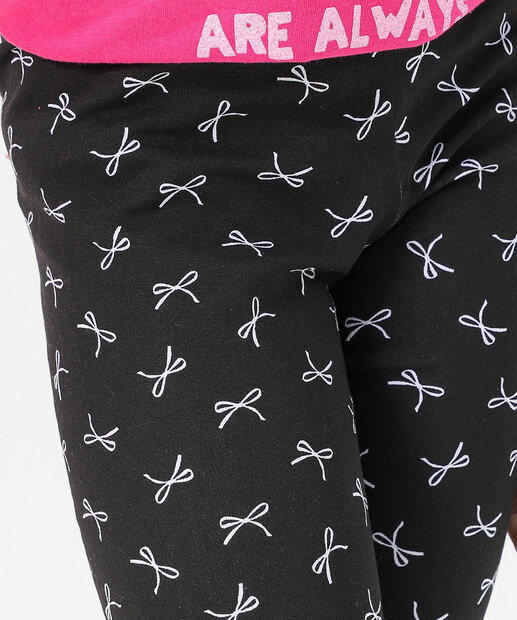 Calça Infantil Legging Molecotton Laços Marisa Tam 4 a 10 Preto