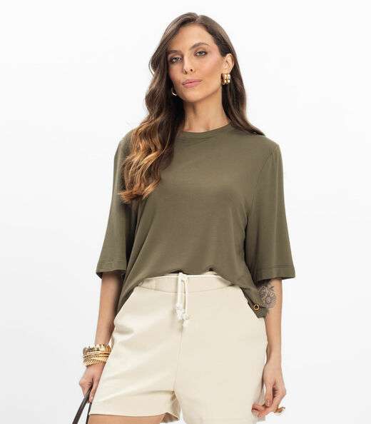 Image_Blusa Feminina Manga Curta em Molecotton Endless Verde