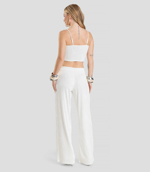 Top Cropped Feminino De Alça Texturizada Dianna Bege