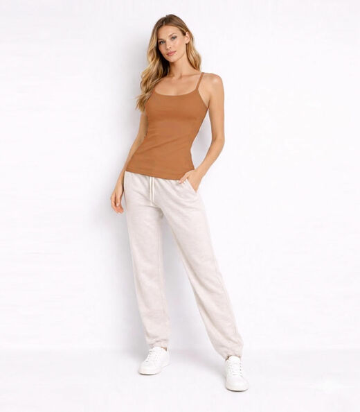Image_Blusa De Alça Feminina Lisa Em Poliamida Aishty Marrom