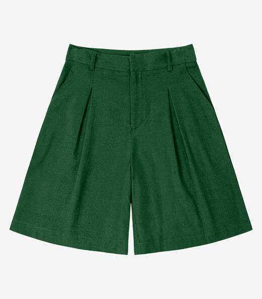 Bemuda Feminina Em Linho Com Bolsos Endless Verde