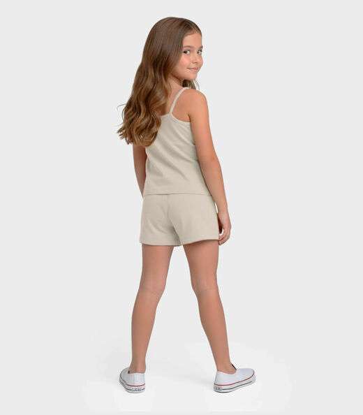 Conjunto Infantil Blusa e Shorts Menina Select Bege