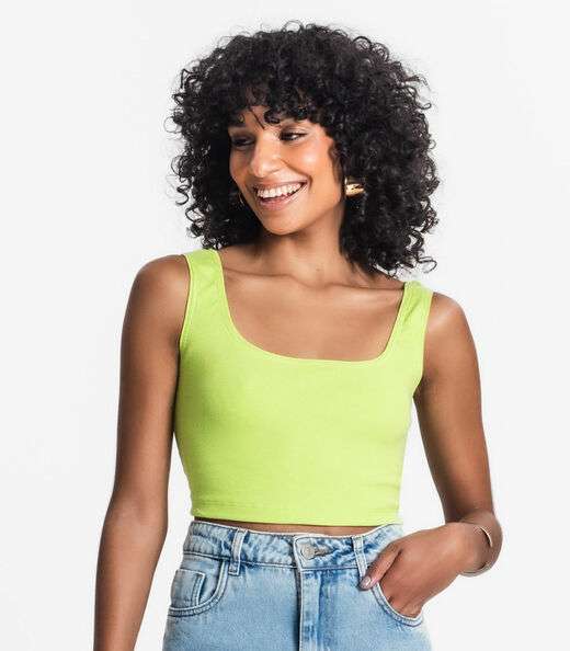 Top Cropped Ribana Básico Rovitex Verde