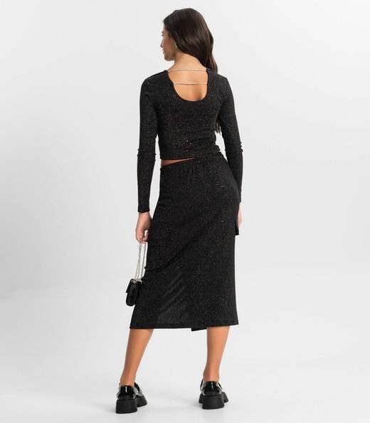 Saia Midi Juvenil Minty Preto