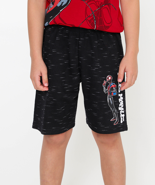 Bermuda Infantil Moletinho Spider Tam 4 a 10 Preto