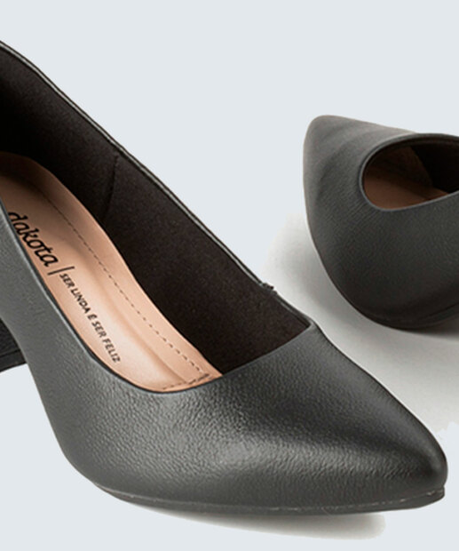 Scarpin Feminino Salto Grosso Bico Fino Dakota