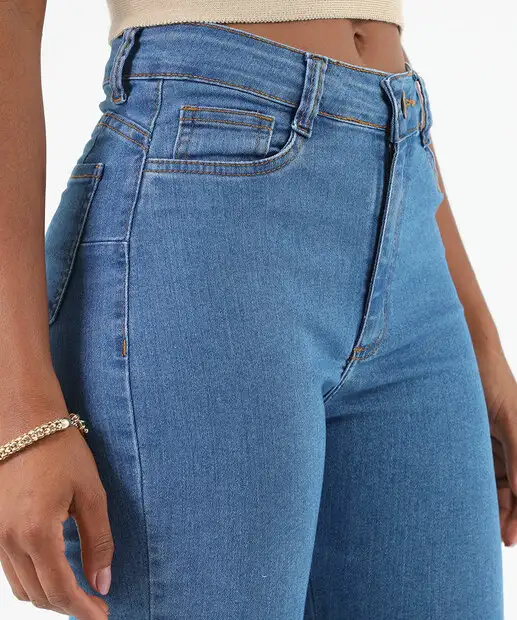 Calça Jeans Flare Feminina Push Up Marisa Azul