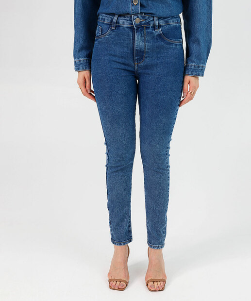 Calça Jeans Cigarrete Push Up Feminina Sawary Azul