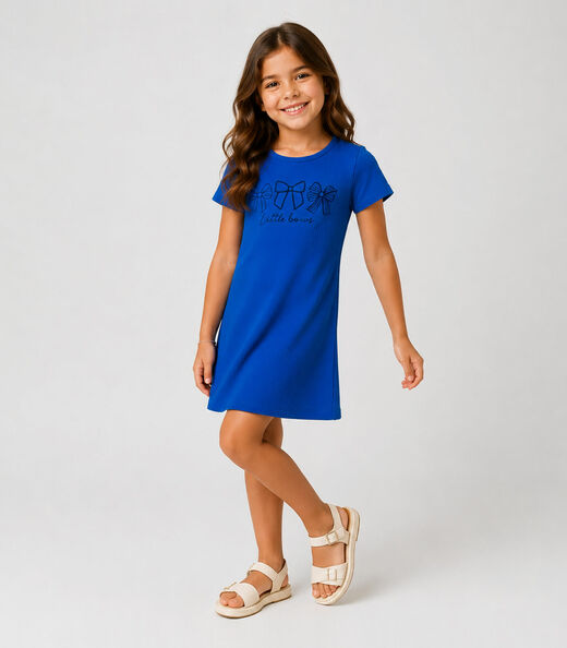 Vestido Infantil Ribana Canelada E Estampa Select Azul