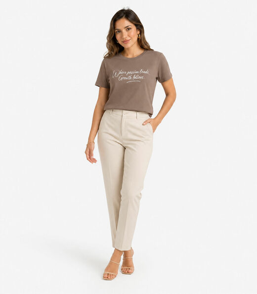 Blusa Feminina  Molicotton E Estampa Infinita Cor Marrom