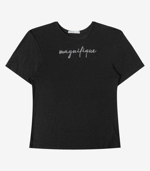 T- shirt em Viscotorcion Feminina Endless Preto